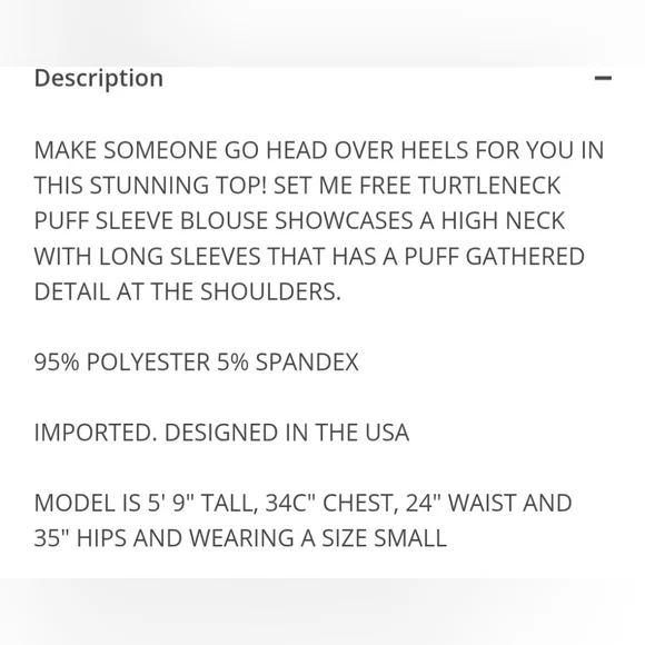 Set me free turtleneck puff sleeves blouse - Picture 4 of 4